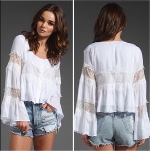 Lace Flare Bell Sleeve MINK PINK top